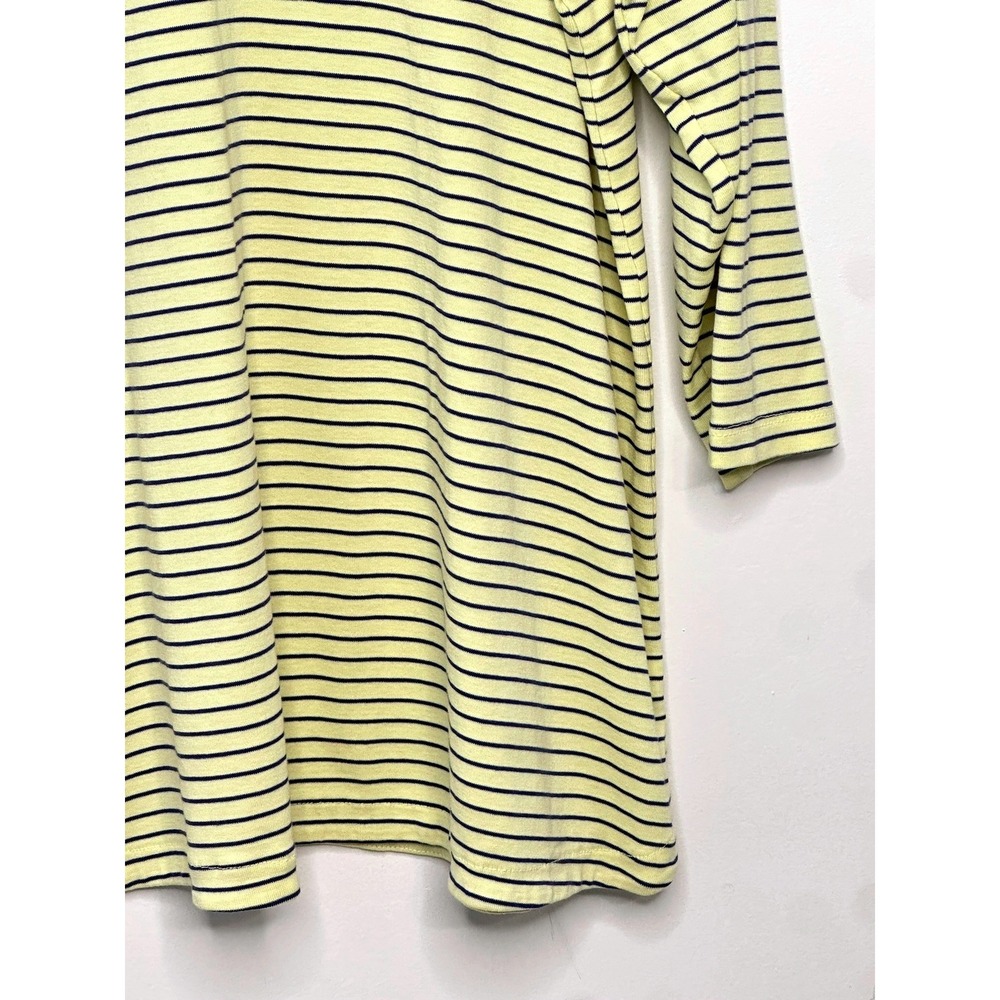J.Jill V-Neck Tee Women XL Yellow Striped 3/4 Sleeve Casual Knit Top - Picture 4 of 7